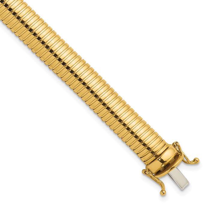 14K Solid Yellow Gold 8.4mm Cubetto Omega Snake Chain Bracelet