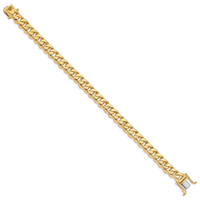 14K Solid Yellow Gold 8.5mm Classic Box Curb Link Chain Bracelet