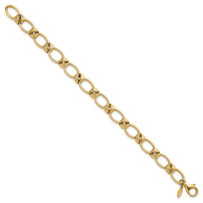 14K Solid Yellow Gold 8.5mm Link Chain Bracelet