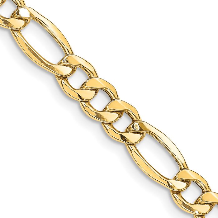 14K Solid Yellow Gold 8.5mm Figaro Link Chain Necklace