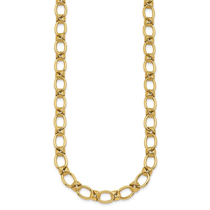 14K Solid Yellow Gold 8.5mm Link Necklace Chain