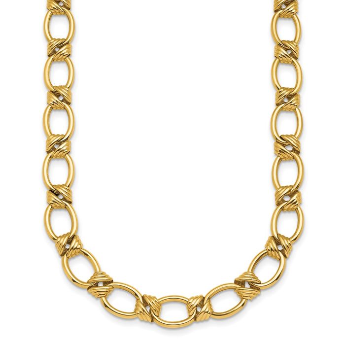 14K Solid Yellow Gold 8.5mm Link Necklace Chain