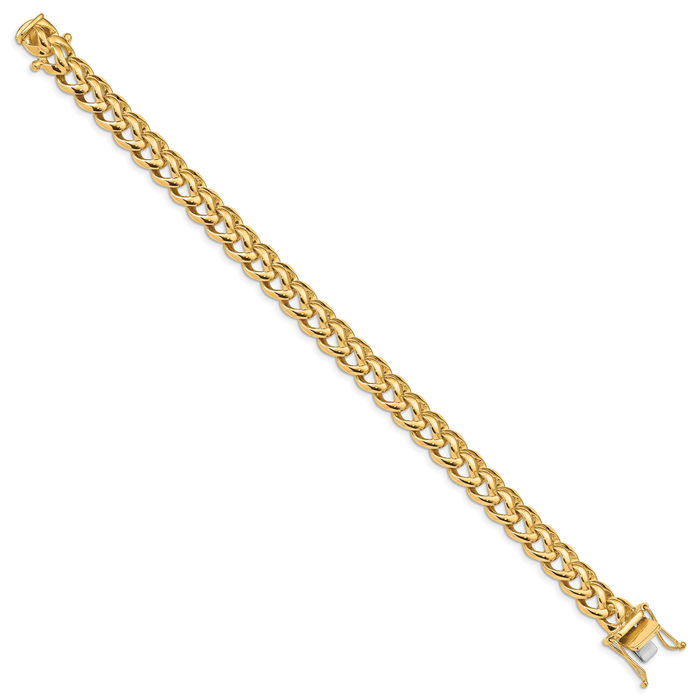 14K Solid Yellow Gold 8.6mm Box Link Chain Bracelet