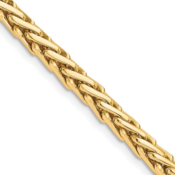 14K Solid Yellow Gold 4.4mm Edged Woven Link Chain Bracelet