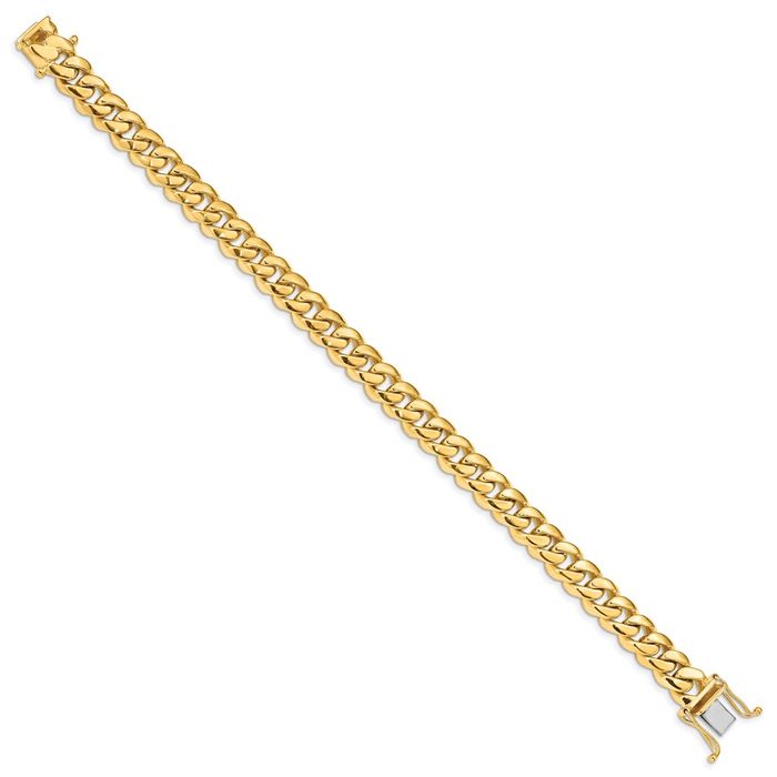 14K Solid Yellow Gold 8.7mm Miami Cuban Box Curb Link Chain Bracelet