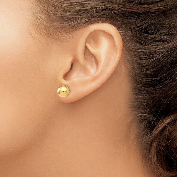 14K Solid Yellow Gold 8mm Ball Stud Earrings