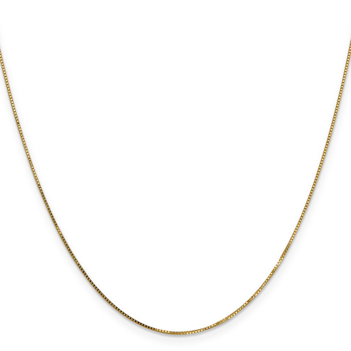 14K Solid Yellow Gold 0.8mm Box Link Chain Necklace