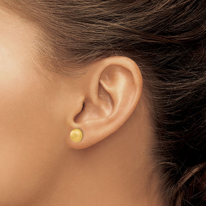 14K Solid Yellow Gold 8mm Half Ball Stud Earrings