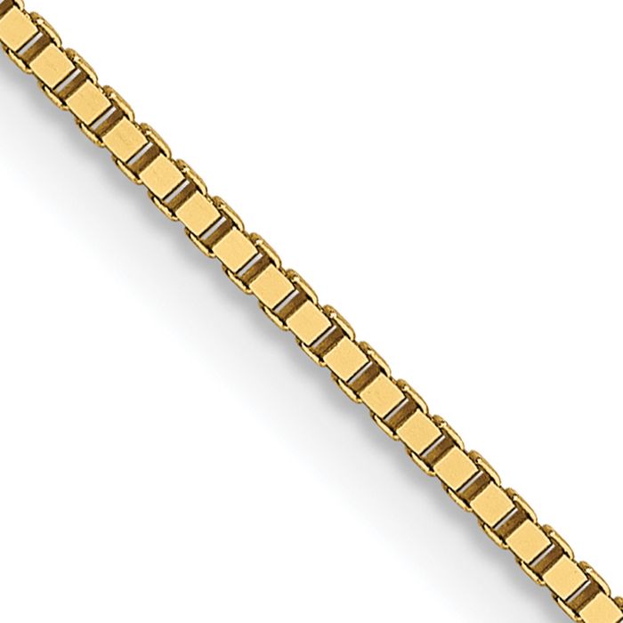 14K Solid Yellow Gold 0.8mm Box Link Chain Necklace