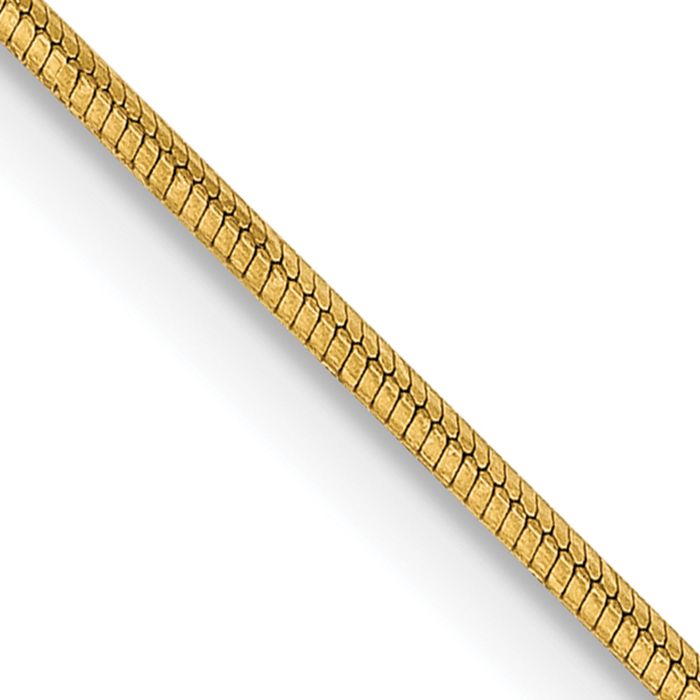 14K Solid Yellow Gold 0.8mm Octagonal Cubetto Omega Snake Chain Herringbone Necklace