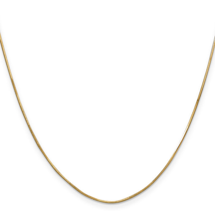 14K Solid Yellow Gold 0.8mm Octagonal Cubetto Omega Snake Chain Herringbone Necklace