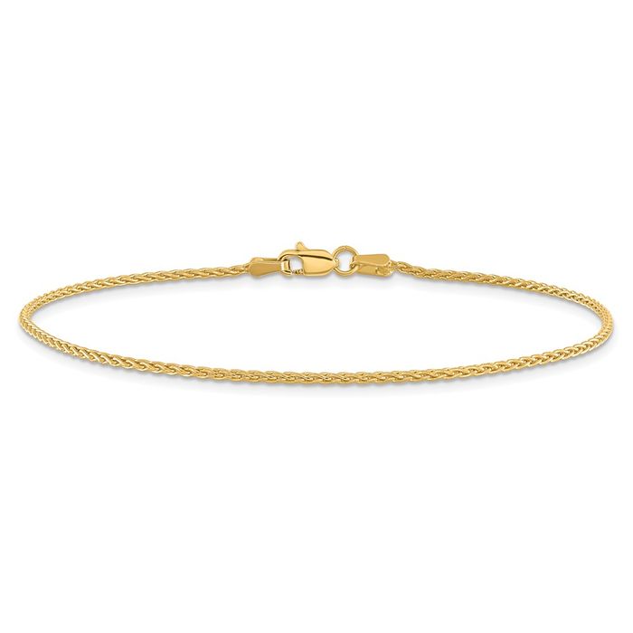 14K Solid Yellow Gold 1.5mm Parisian Spiga Wheat Link Chain Bracelet