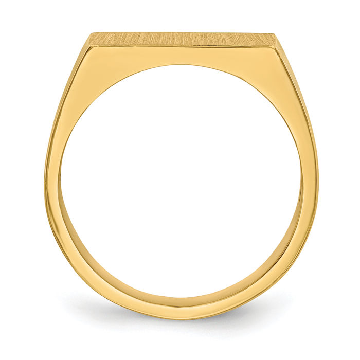 14K Solid Yellow Gold Mens Custom Engraved Signet Ring Handmade Personalized Monogram Initial Letter Band