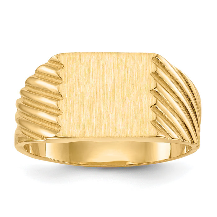 14K Solid Yellow Gold Custom Engraved Signet Ring - Picture 9 of 44