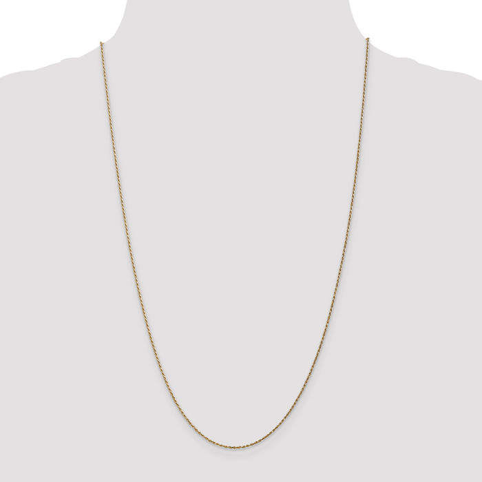 14K Solid Yellow Gold 0.95mm Cable Rope Chain Twisted Link Necklace