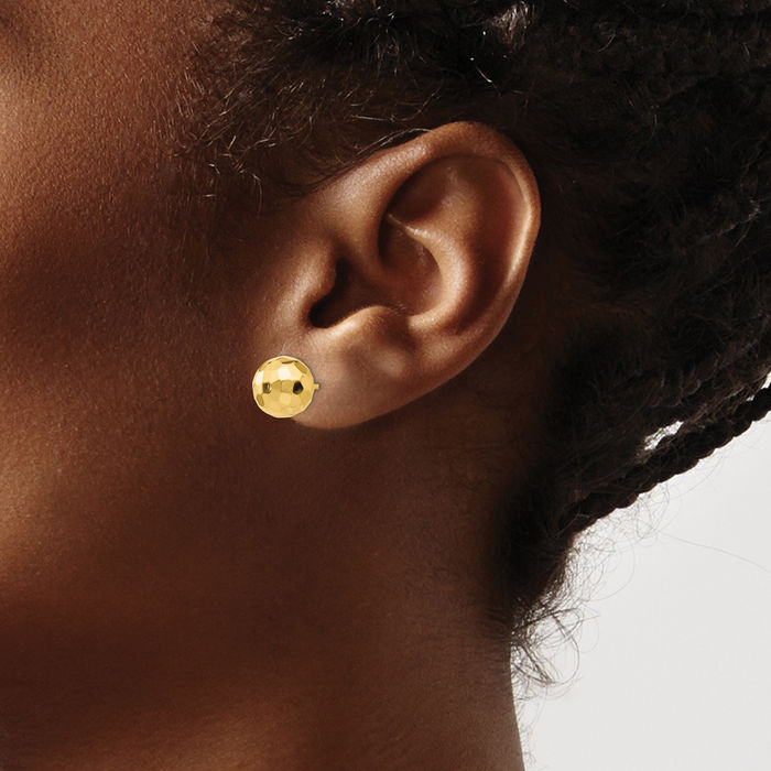 14K Solid Yellow Gold 9.5mm Ball Stud Earrings