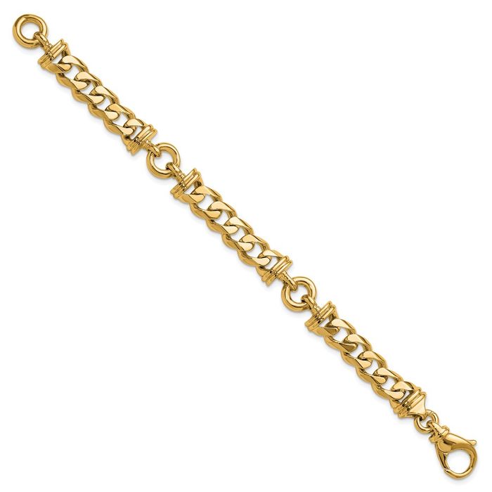 14K Solid Yellow Gold 9.5mm Link Chain Bracelet