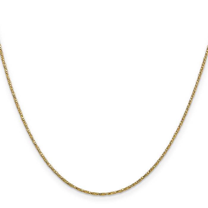 14K Solid Yellow Gold 0.95mm Twisted Box Link Chain Necklace