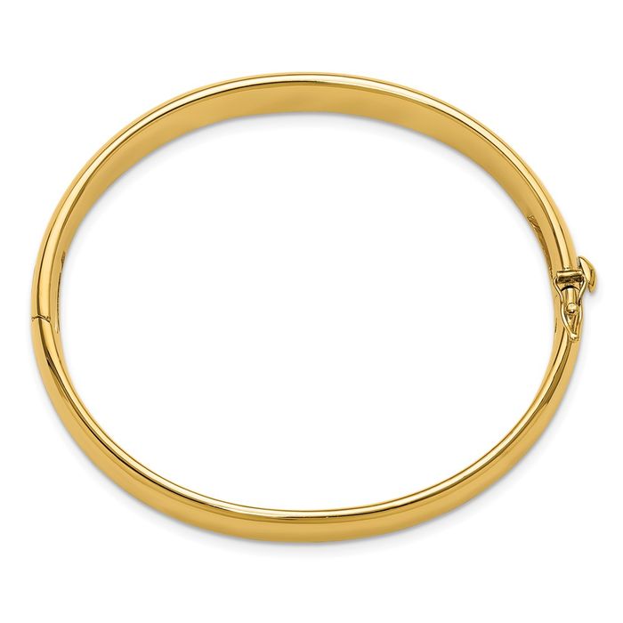 14K Solid Yellow Gold 9.8mm Bangle Bracelet