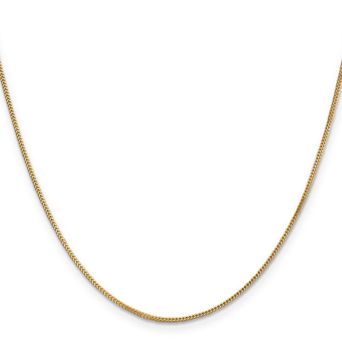 14K Solid Yellow Gold 0.9mm Franco Link Chain Necklace