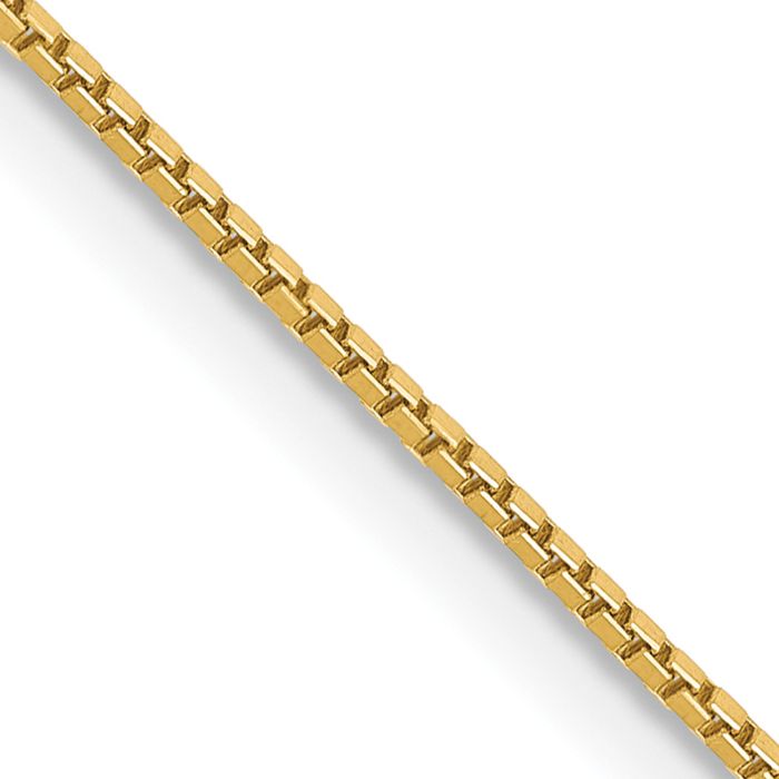 14K Solid Yellow Gold 0.9mm Box Link Chain Necklace