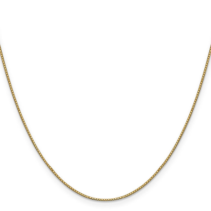 14K Solid Yellow Gold 0.9mm Box Link Chain Necklace