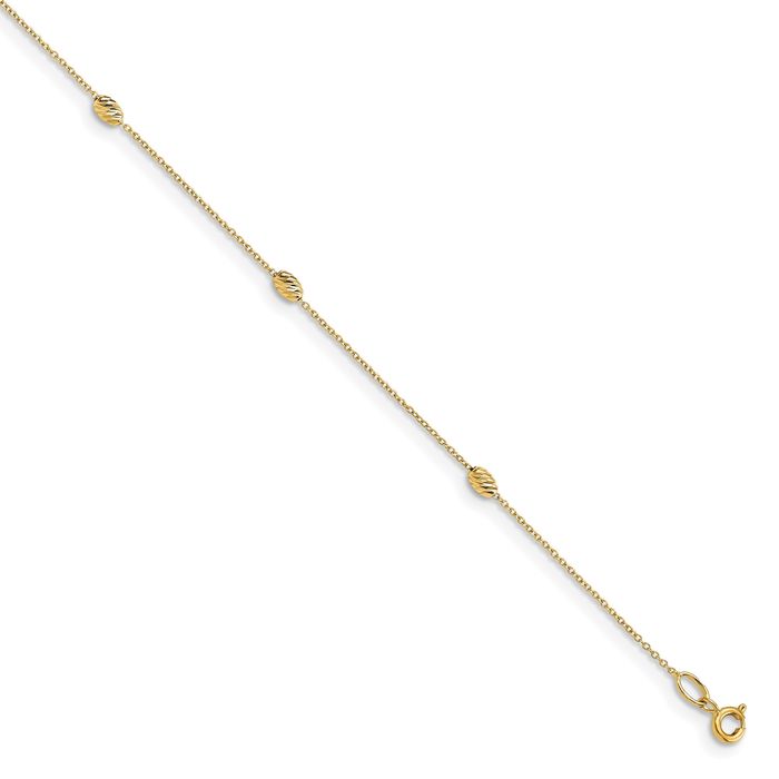 14K Solid Yellow Gold Anklet Summer Beach Foot Ankle Bracelet