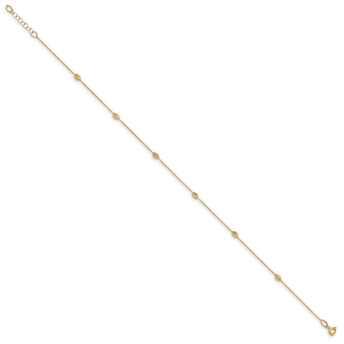 14K Solid Yellow Gold Anklet Summer Beach Foot Ankle Bracelet