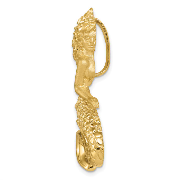 14K Solid Yellow Gold Mermaid Slide Necklace Chain Pendant Charm