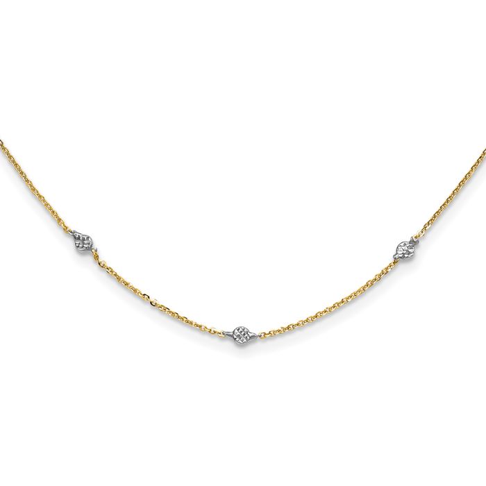 14K Solid Two Tone Yellow White Gold Necklace Chain