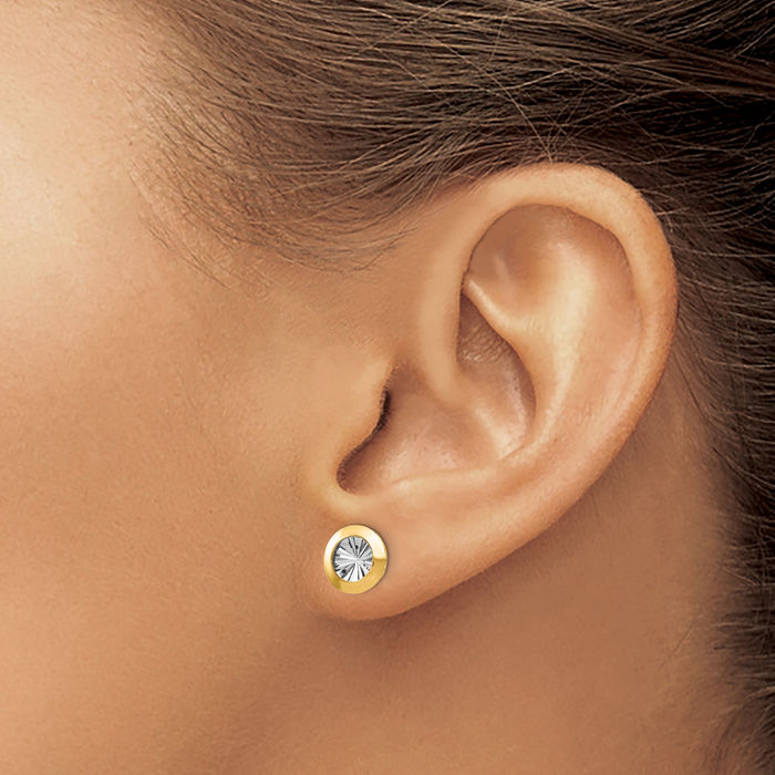 14K Solid Yellow Gold Stud Earrings