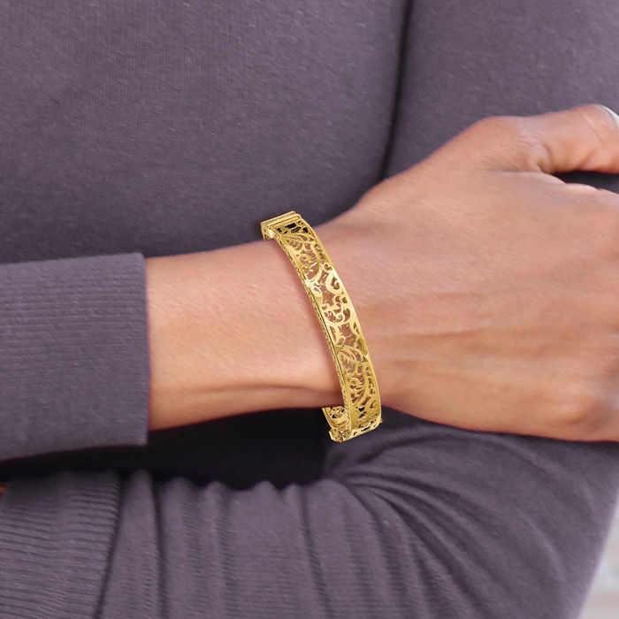 14K Solid Yellow Gold Bangle Bracelet