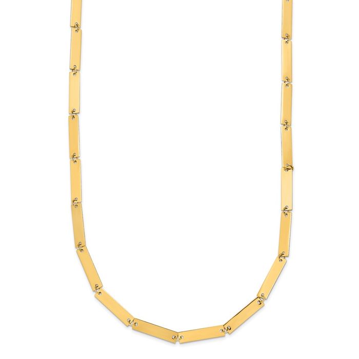14K Solid Yellow Gold Bar Link Chain Necklace