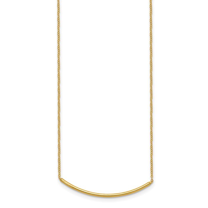 14K Solid Yellow Gold Bar Necklace Chain