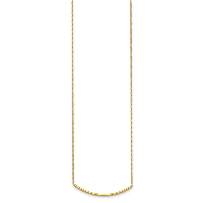 14K Solid Yellow Gold Bar Necklace Chain