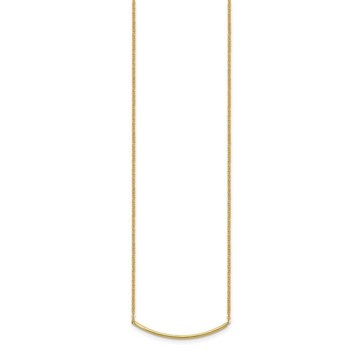 14K Solid Yellow Gold Bar Necklace Chain