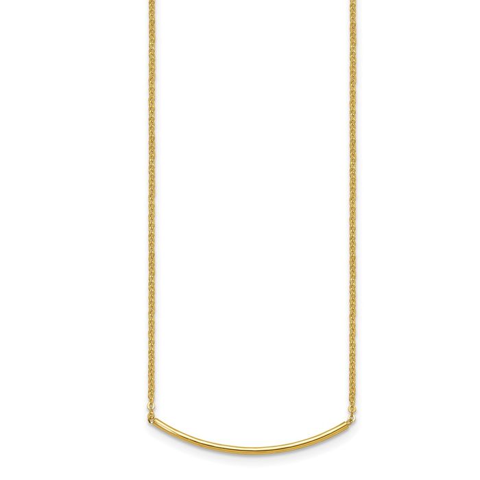 14K Solid Yellow Gold Bar Necklace Chain