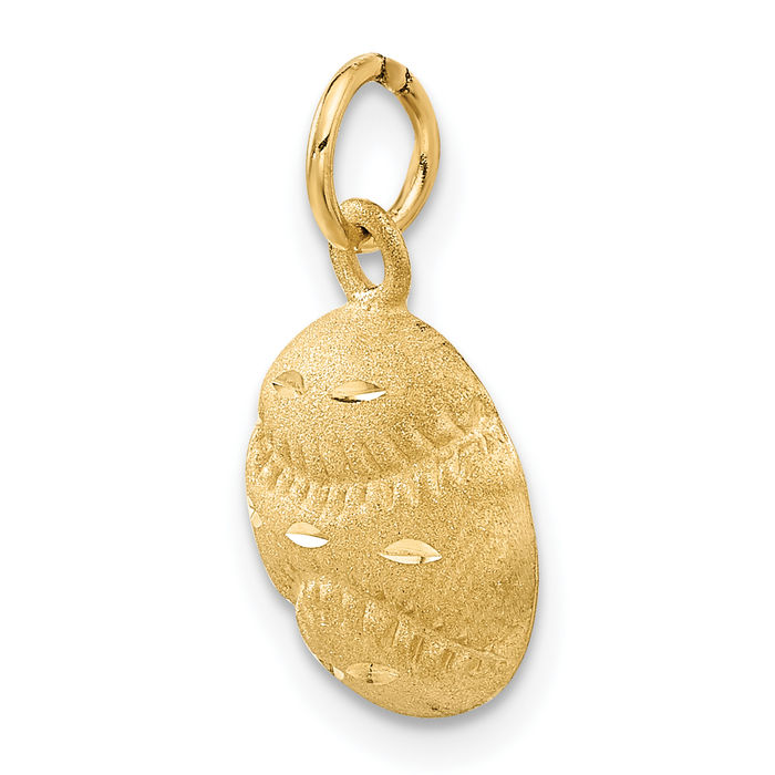 14K Solid Yellow Gold Baseball Necklace Softball Charm Sports Pendant