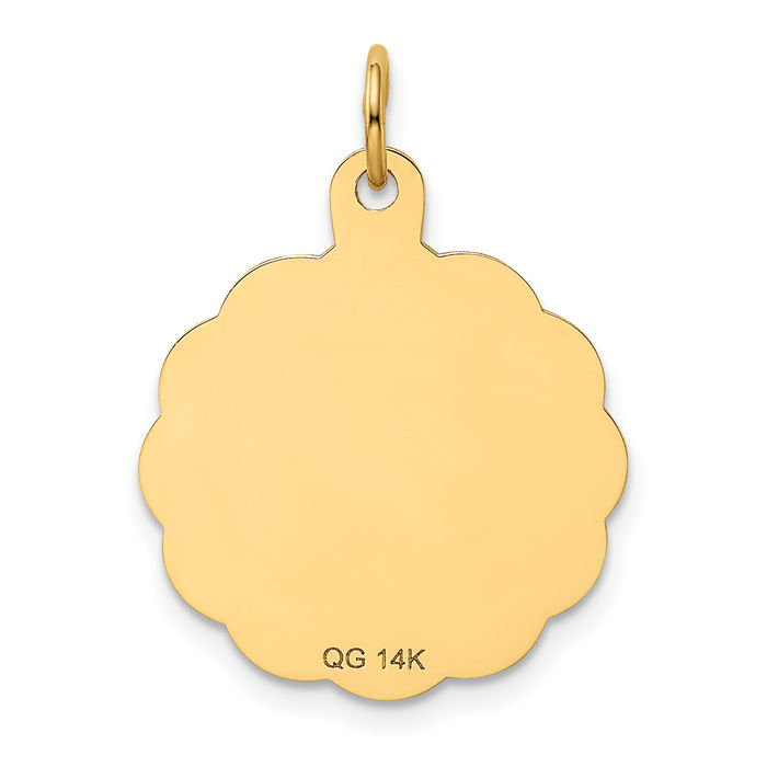 14K Solid Yellow Gold Baseball Disc Necklace Softball Charm Sports Pendant