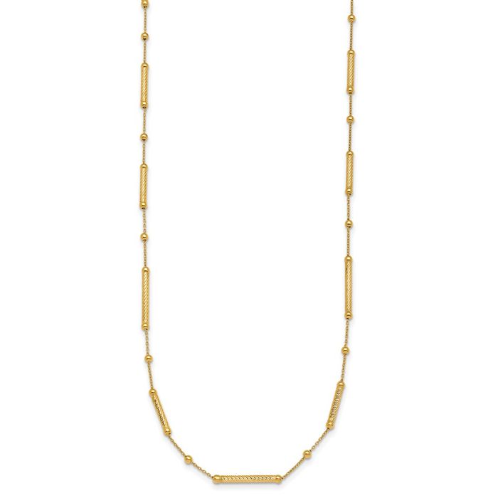 14K Solid Yellow Gold Bead/bar Necklace Chain