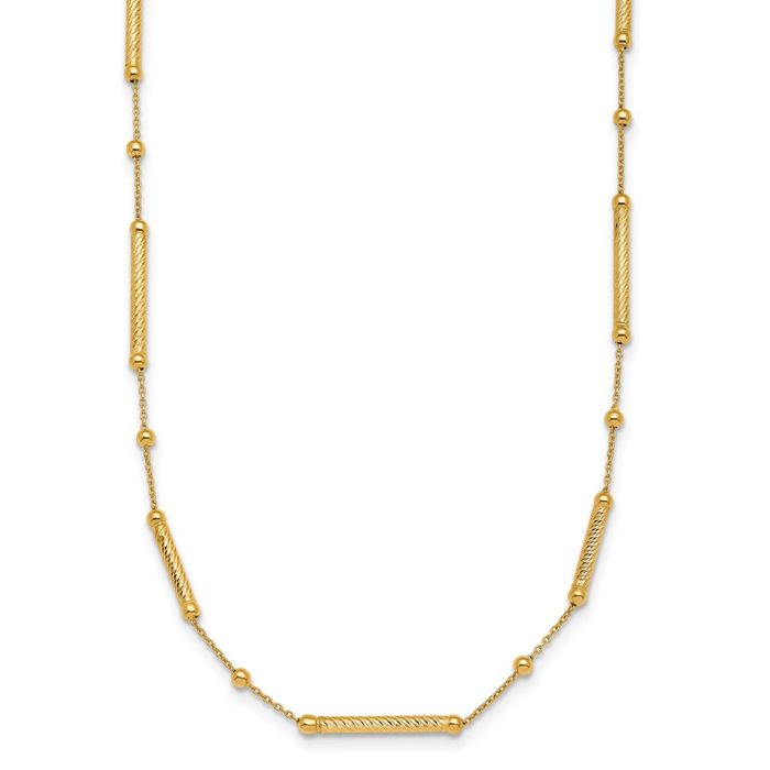 14K Solid Yellow Gold Bead/bar Necklace Chain