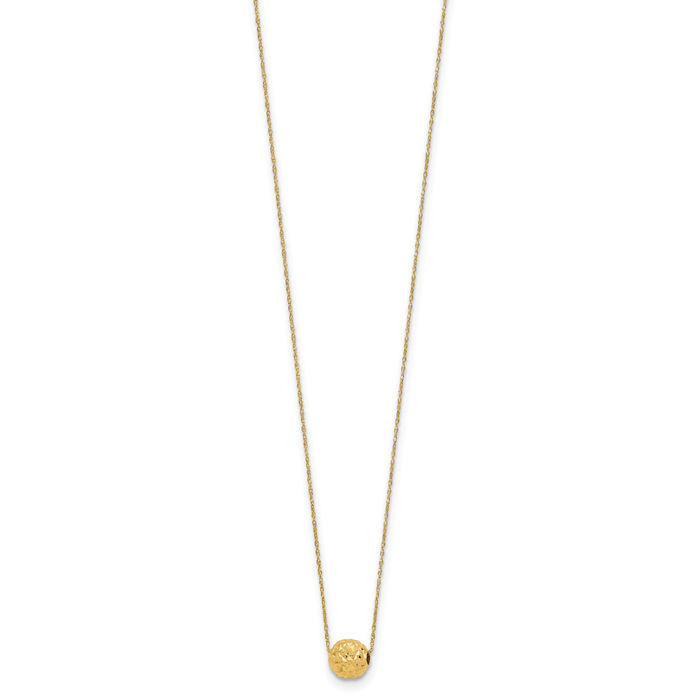 14K Solid Yellow Gold Bead Chain Necklace