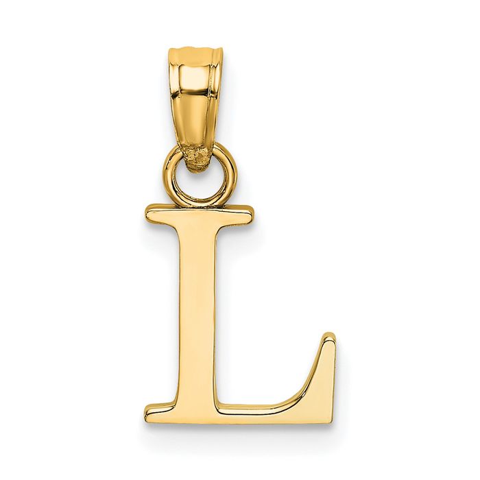 14K Solid Yellow Gold Letter L Initial Necklace - Picture 11 of 12