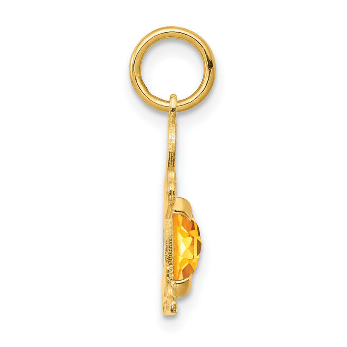 14K Solid Yellow Gold Boy Oval Orange Citrine Necklace Chain Pendant Charm November Birthstone Jewelry