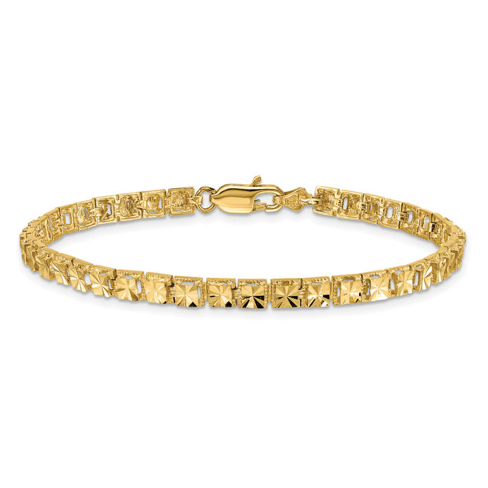 14K Solid Yellow Gold Chain Bracelet - Picture 9 of 12