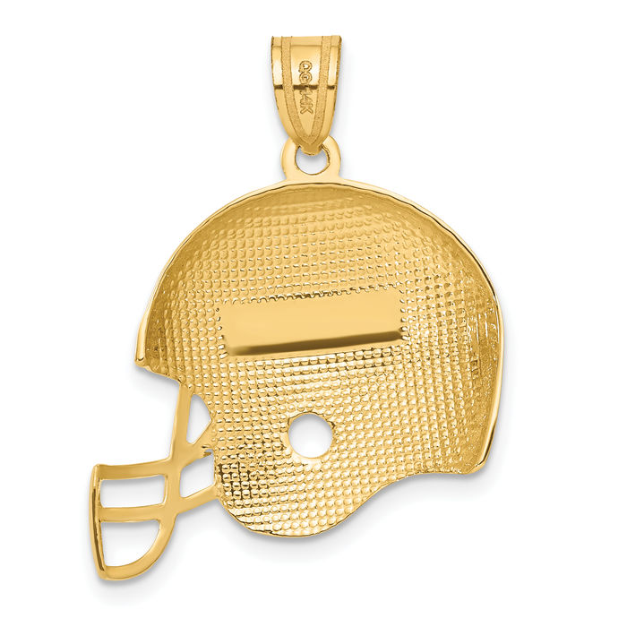 14K Solid Yellow Gold Football Helmet Necklace Charm Sports Pendant