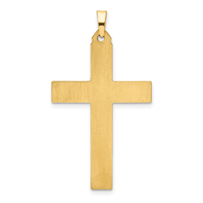 14K Solid Yellow Gold Latin Mexican Holy Cross Necklace Religious Chain Pendant Jesus Christ Christian Charm