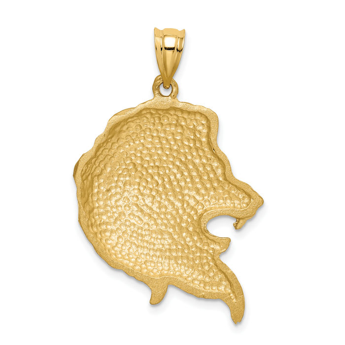 14K Solid Yellow Gold Lion Head Necklace Chain Pendant Charm