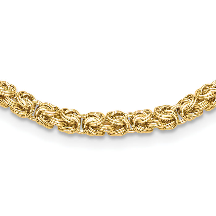 14K Solid Yellow Gold Byzantine Link Chain Necklace