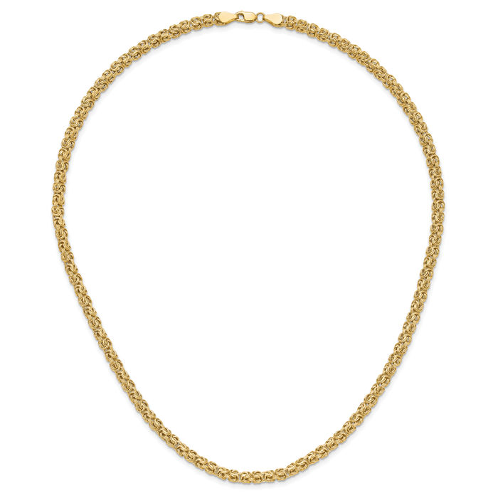 14K Solid Yellow Gold Byzantine Link Chain Necklace